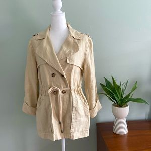 Sanctuary Linen Four Button Trench Style Jacket with Tie Waist Like New …